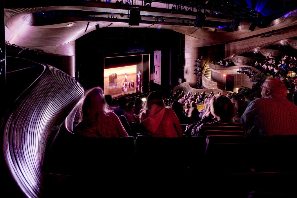 The view from the top of Alliance Theatre toward the stage.