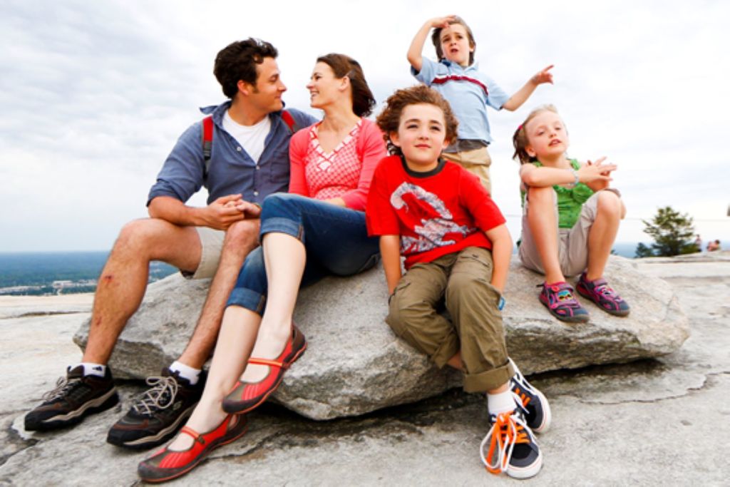 image of a family at the top of Stone Mountain in atlanta ga.
