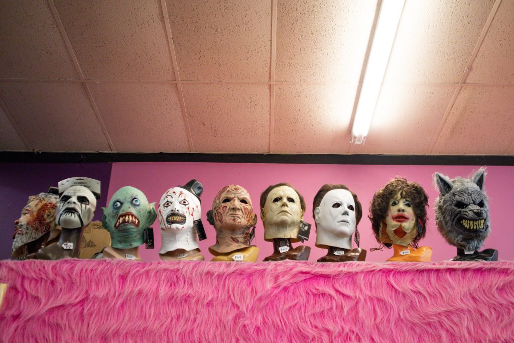 Halloween masks and costumes at Junkmans Daughter store in little 5 points Atlanta