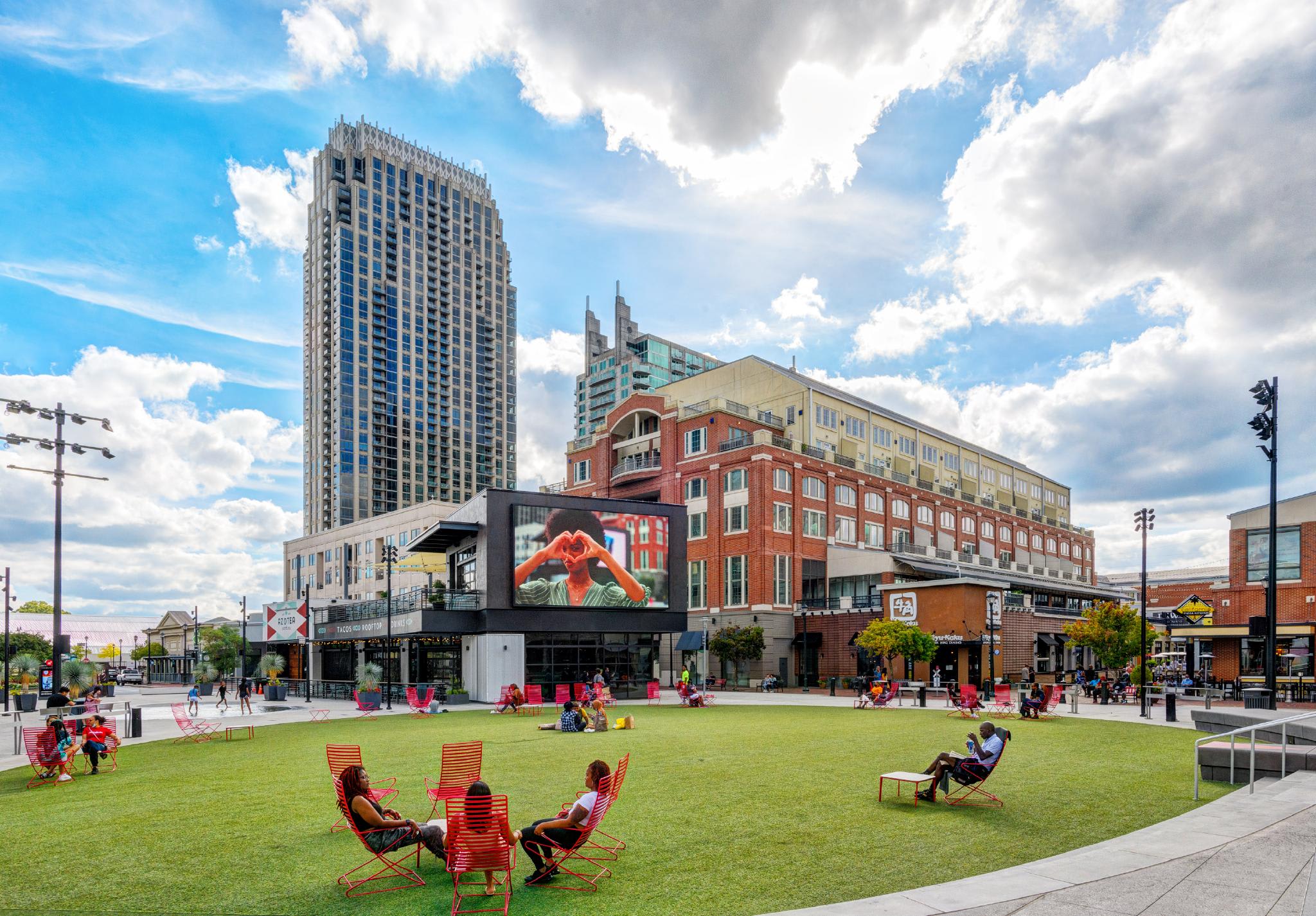 Relax in the green space after shopping at Atlantic Station