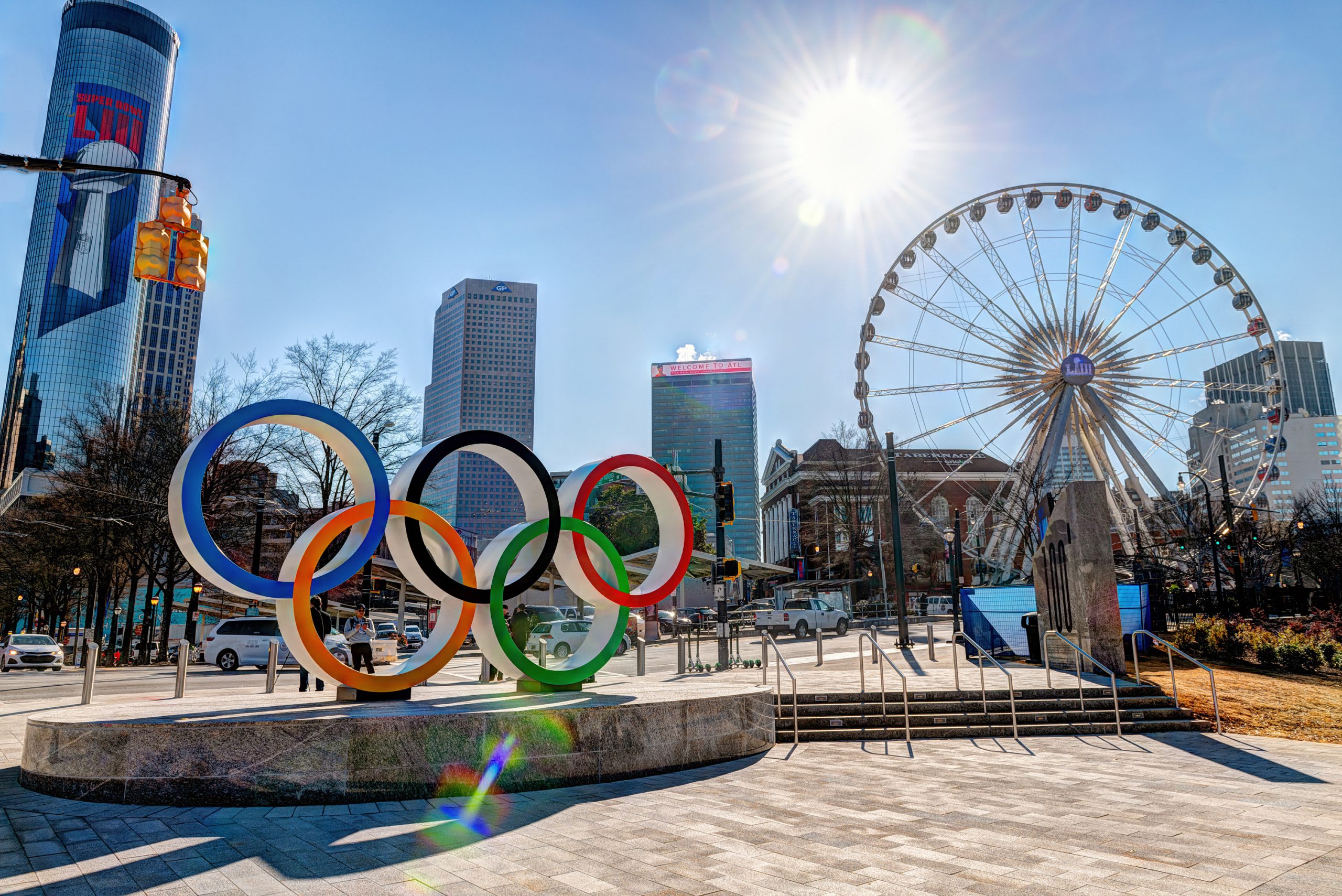 Centennial Olympic Park rings sculpture