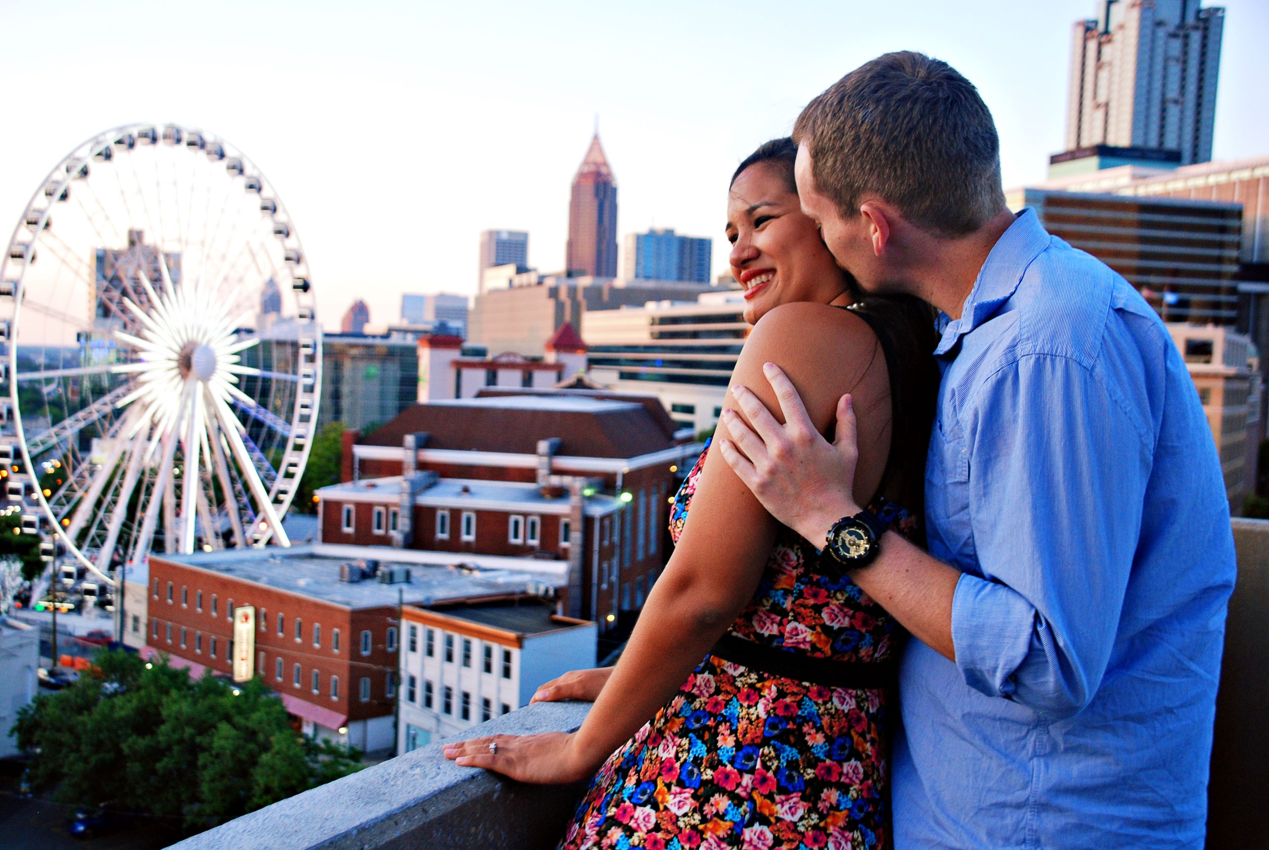 For a fun and unique engagement session Downtown, try Centennial Olympic Park