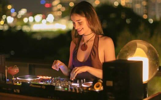 Dj playing on rooftop