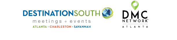 Thanks for Joining Us at UpNext Atlanta! 10 Destination South logo featuring a stylized globe and text, alongside DMC Network logo with a location pin in Atlanta, Georgia.
