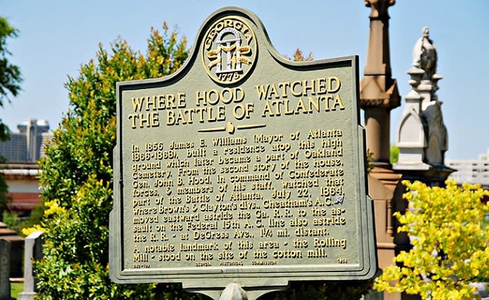 History of Battle of Atlanta Sign at Oakland Cemetery in Atlanta GA