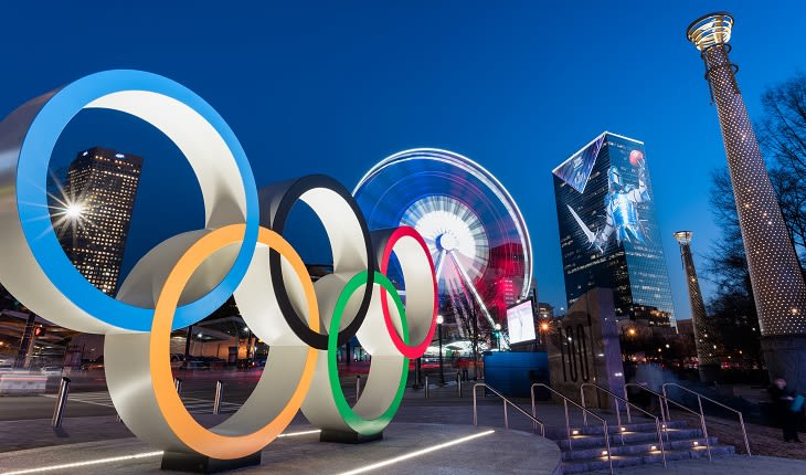 View of Olympic Rings in Centennial Olympic Park