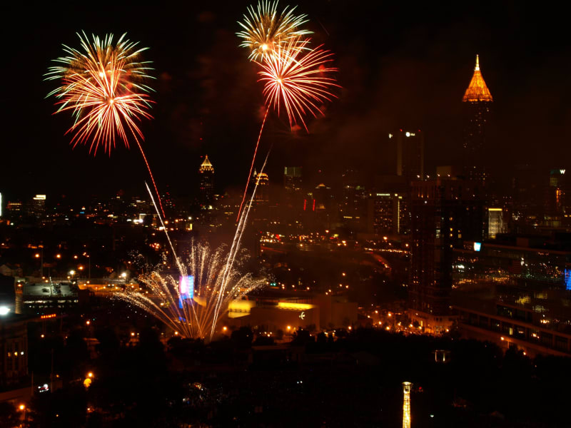 Independence Day Fireworks Light Metro Atlanta Skies