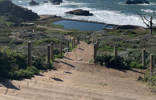 The straits leading down the the sutro baths with wonderfully smelling flowers around