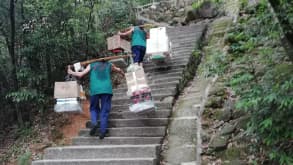 Huangshan City - Hike on the top for a breathtaking view - Stairs to go up with carriers of good