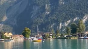 Brienz - Alps and diesel locomotive - null