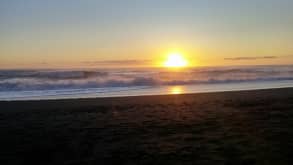 Black Sand Beach - Its a beautiful beach with black sand from volcano lava - Sunset at Black Sand Beach