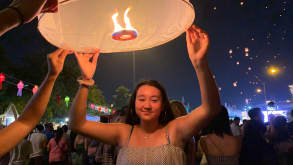 Chiang Mai - Loy Krathong, the culture, and the food. - Me releasing my Loy Krathong lantern