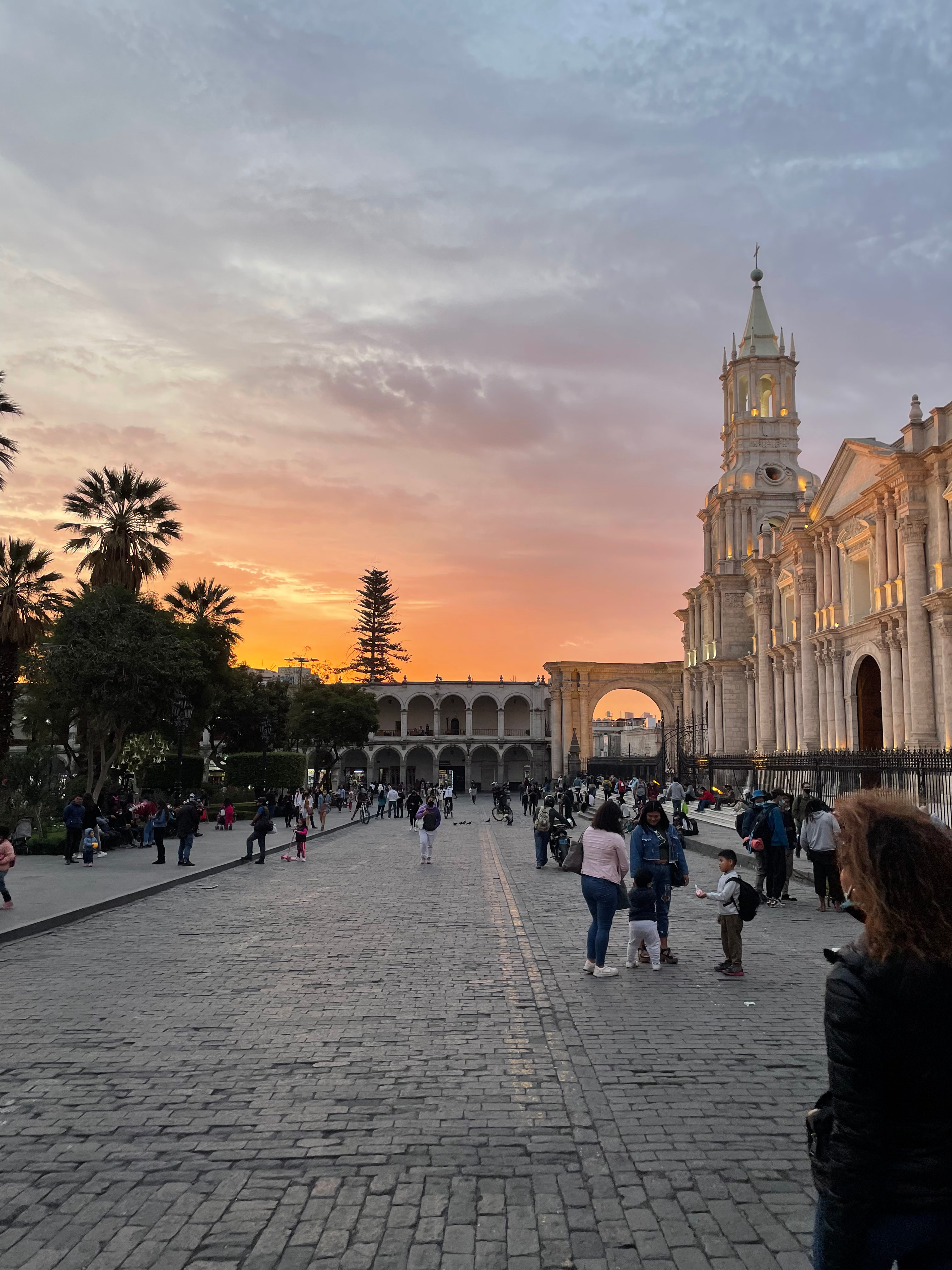 beautiful sunset in the main square