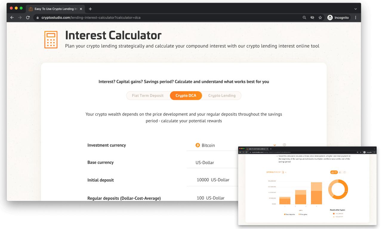 CryptoStudio detailed calculator