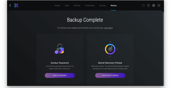 exodus backup