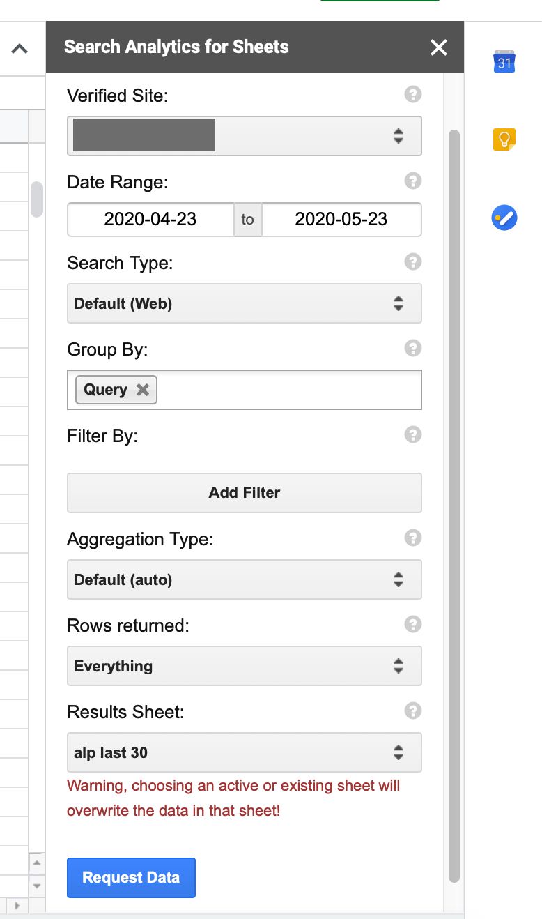 30d data google api