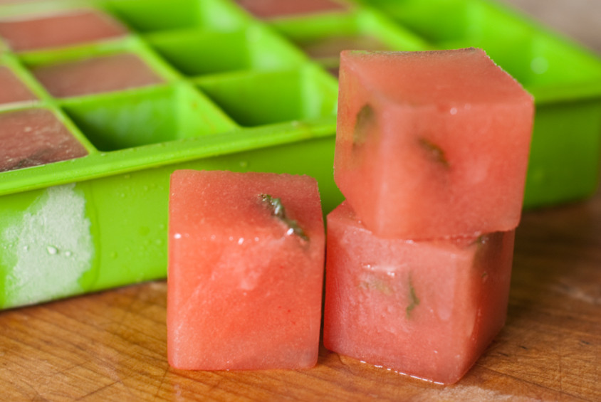 Watermelon ice cubes