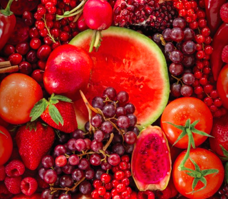 Red fruits and veggies