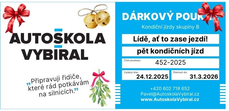 Dárkový poukaz kondiční jízdy Autoškola Vybíral Vánoce 2025