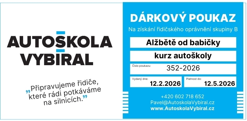 Dárkový poukaz kurz autoškoly - Autoškola Vybíral