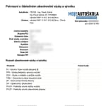 Ukázka převodky z autoškoly