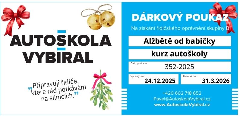 Vánoce 2025 - Dárkový poukaz Autoškola Vybíral