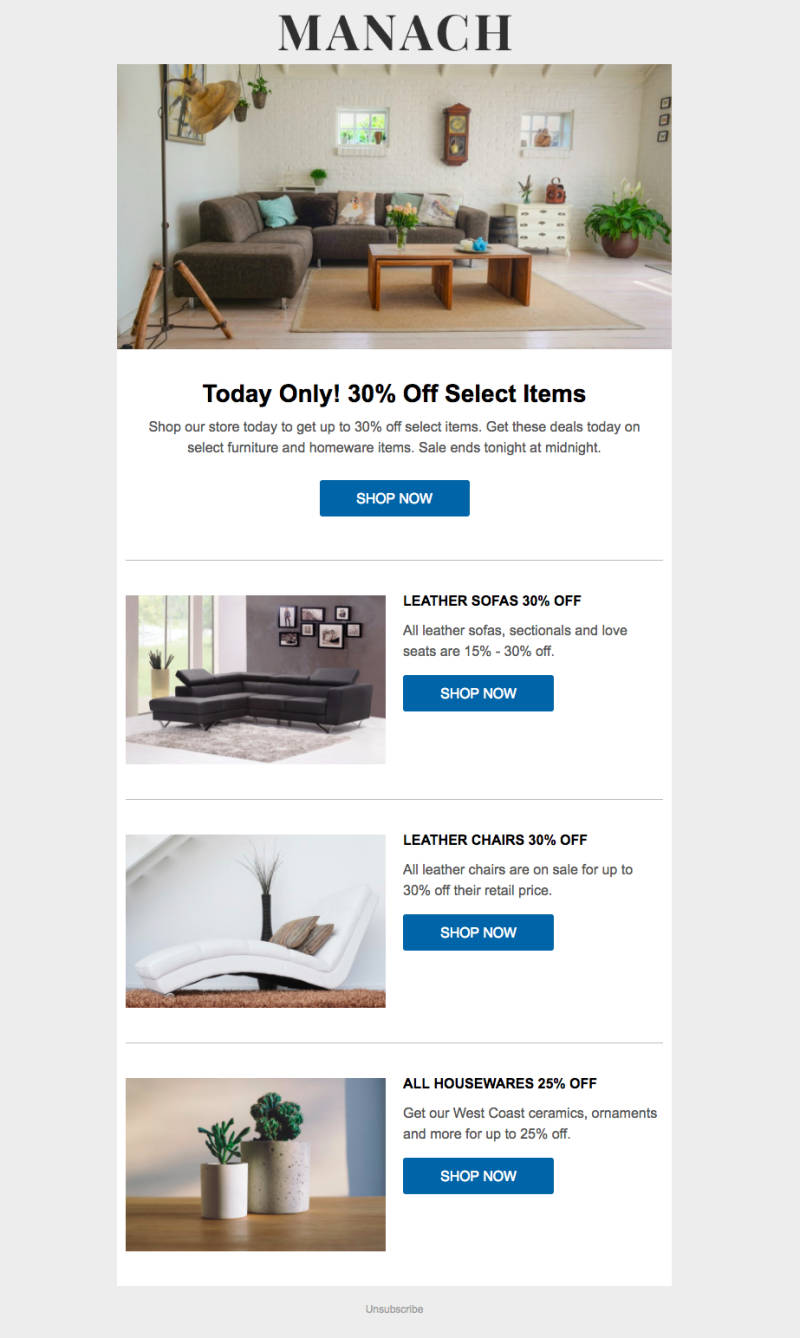 Time-limited promotional offer ecommerce email
