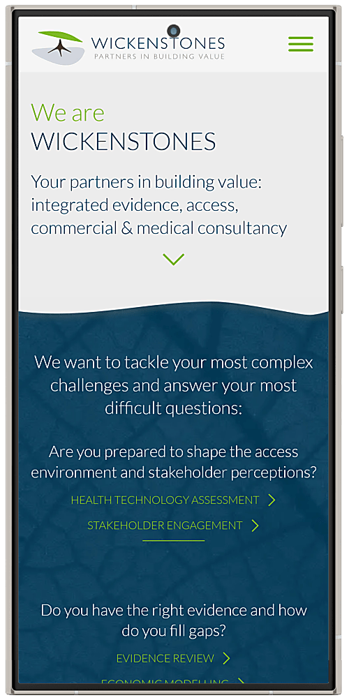 Wickenstones - mobile version of site