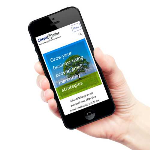 Screenshot of ClientMailer site on Mobile