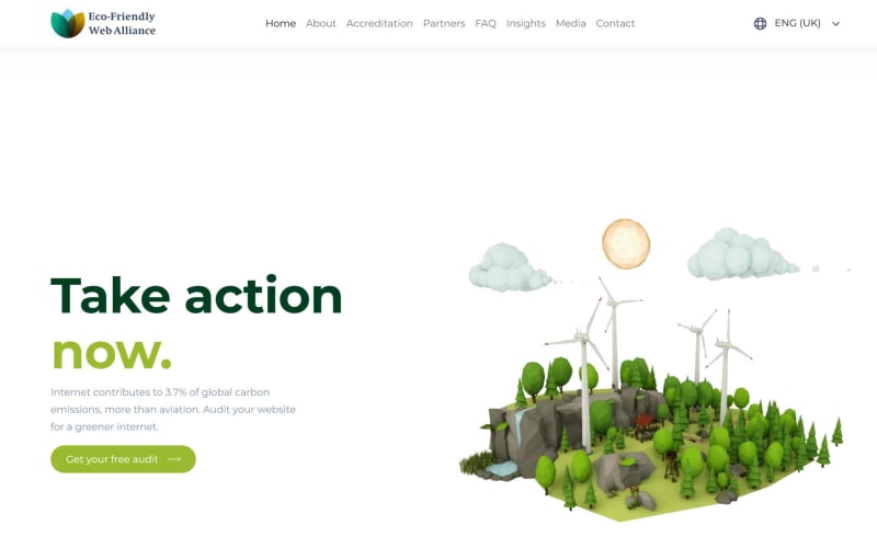 Screenshot of the Eco-Friendly Web Alliance website