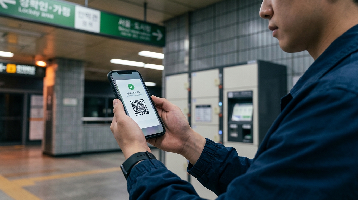 A smartphone showing a digital luggage locker booking app.