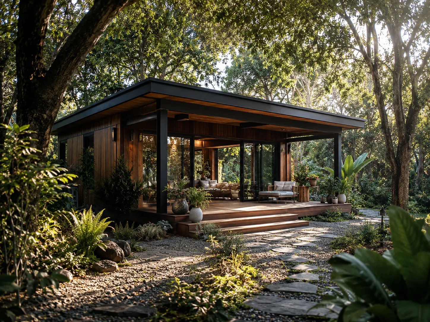 Cabin sân vườn dưới tán cây