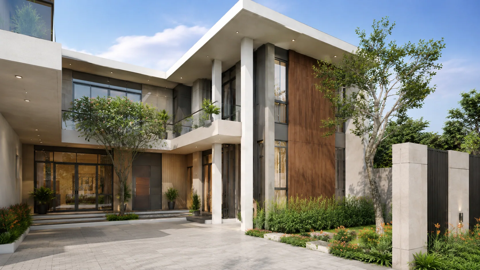 Biệt thự hiện đại 2 tầng sân trong thông tầng