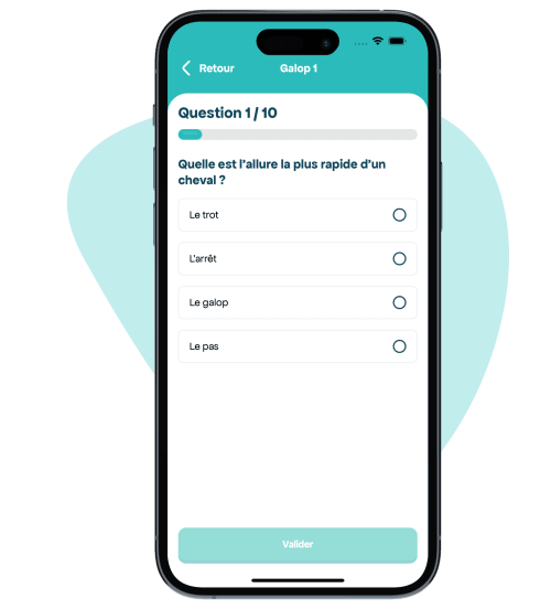 Quiz Galop sur l'application Augalo