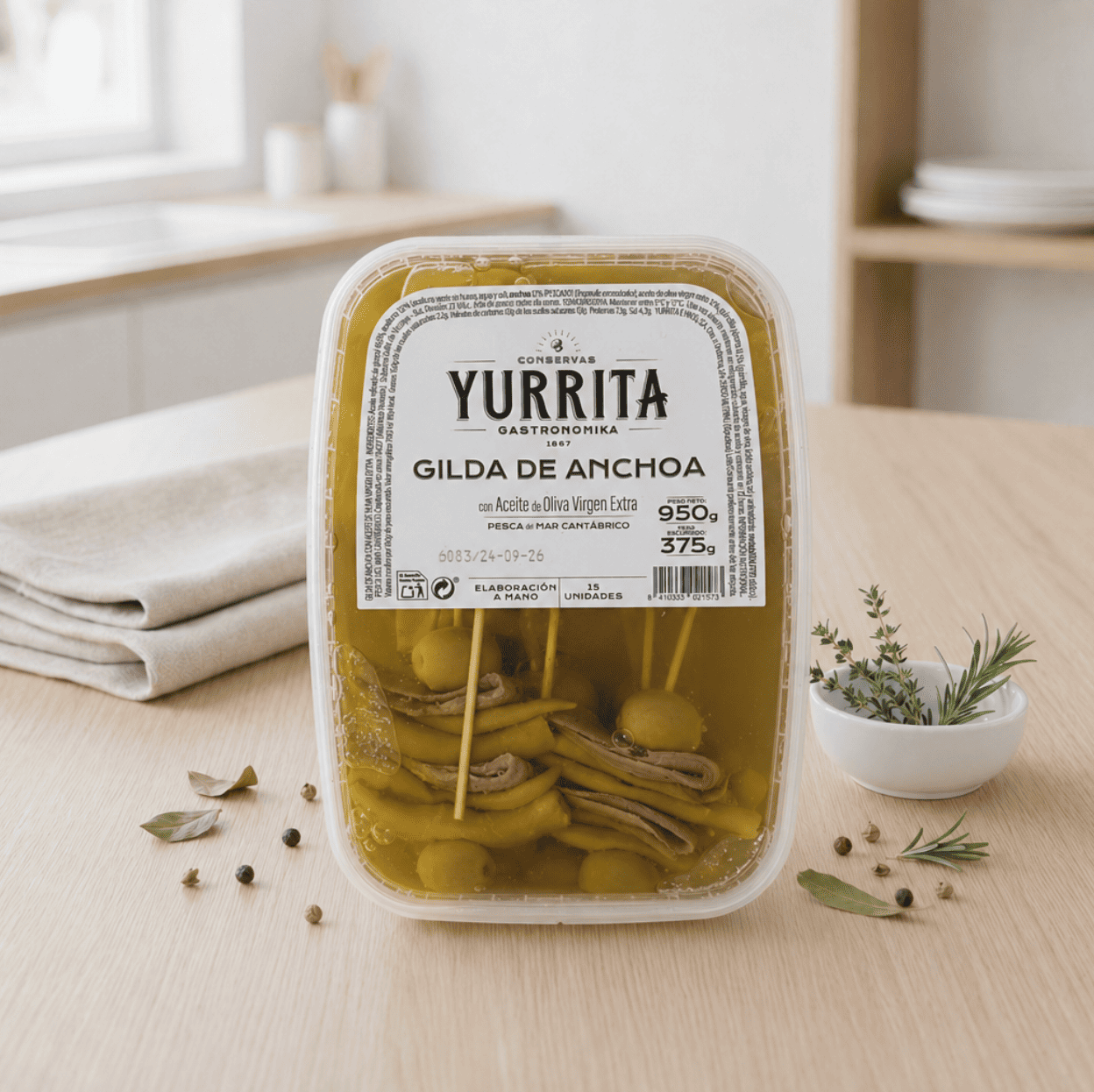 Gilda de Anchoa del Mar Cantábrico con Aceite de Oliva Virgen Extra 15 u
