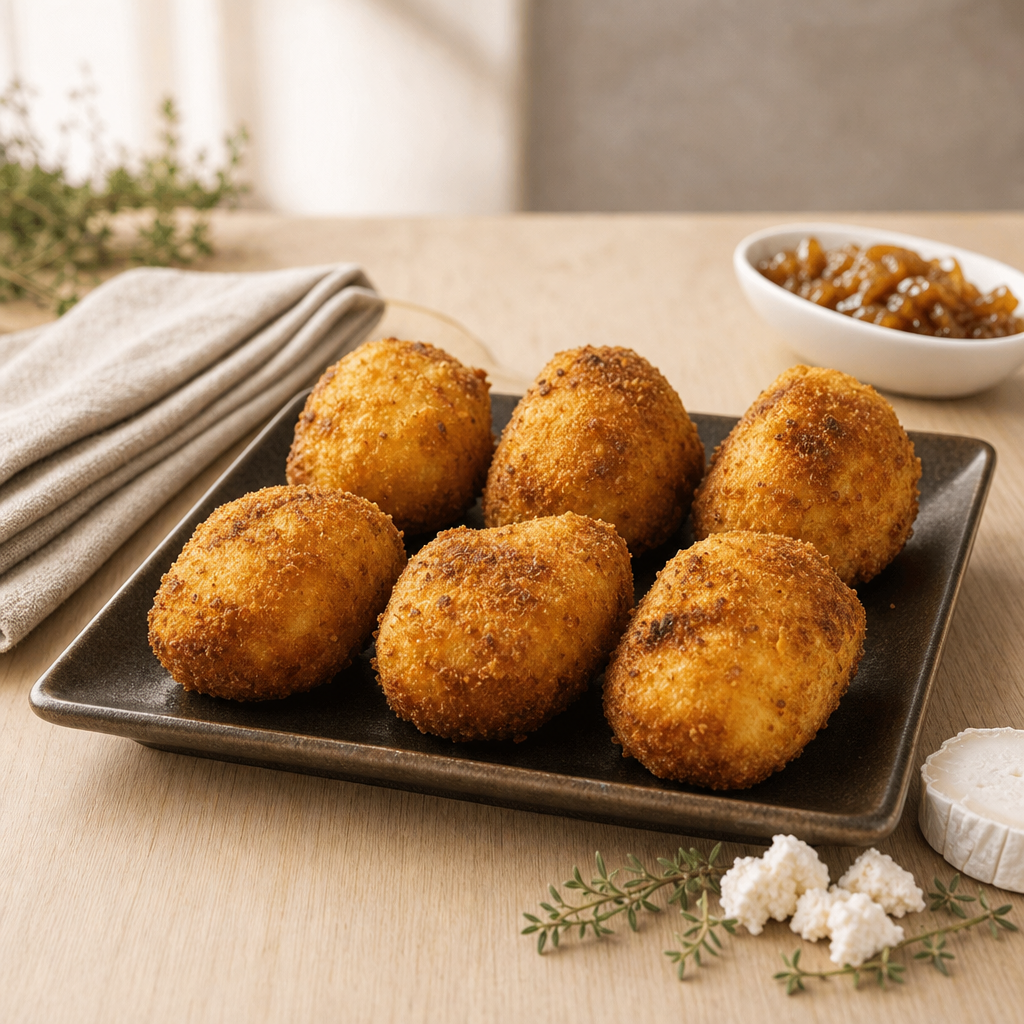 Croqueta Artesana de Rulo de Cabra y Cebolla Caramelizada (sin Gluten)