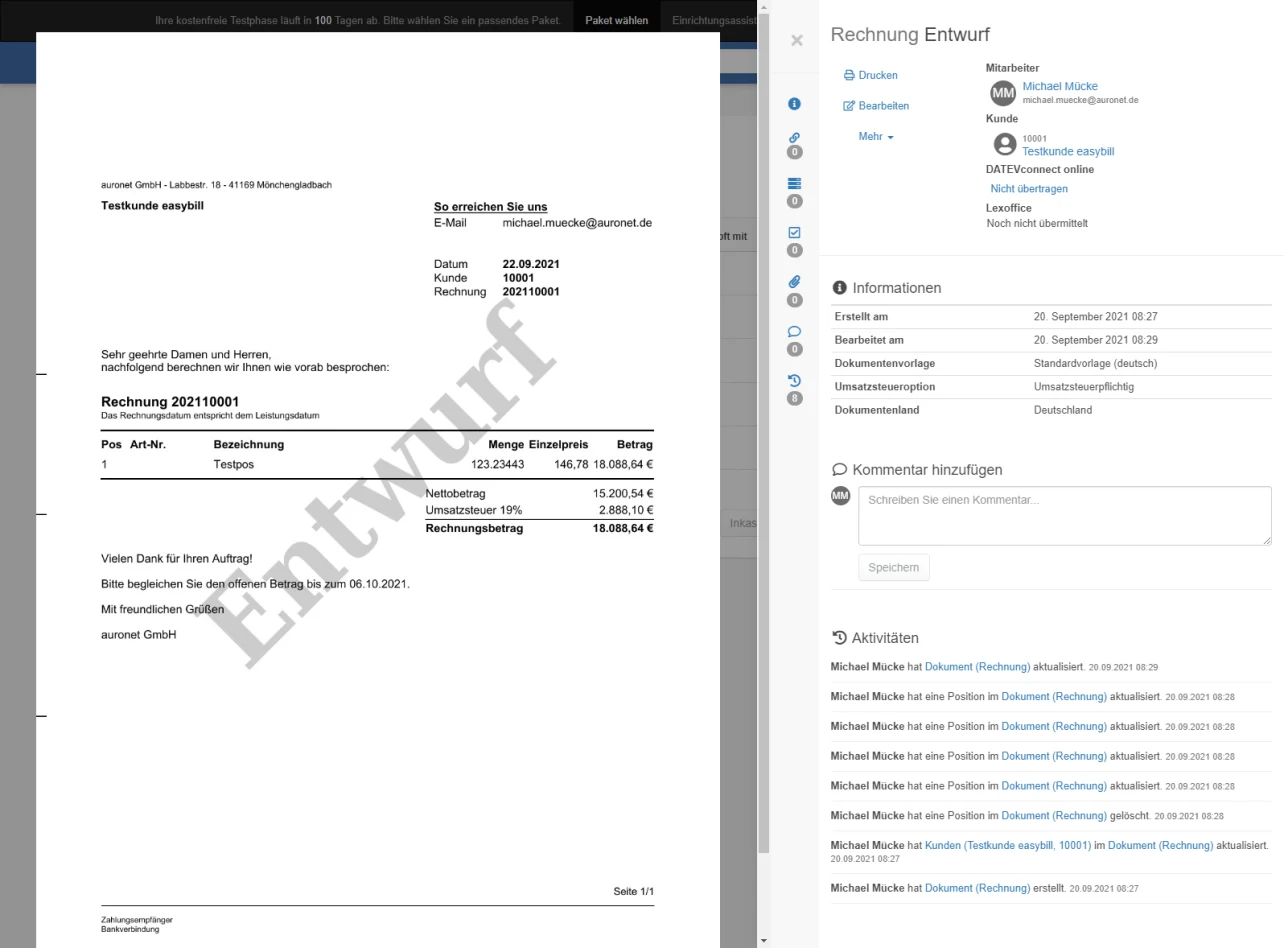 easybill screenshot