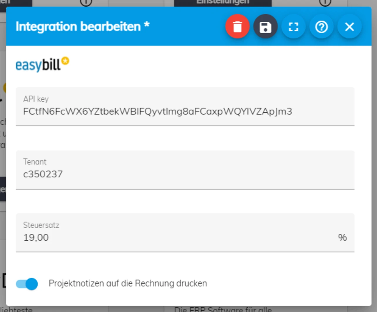 easybill Verbindung
