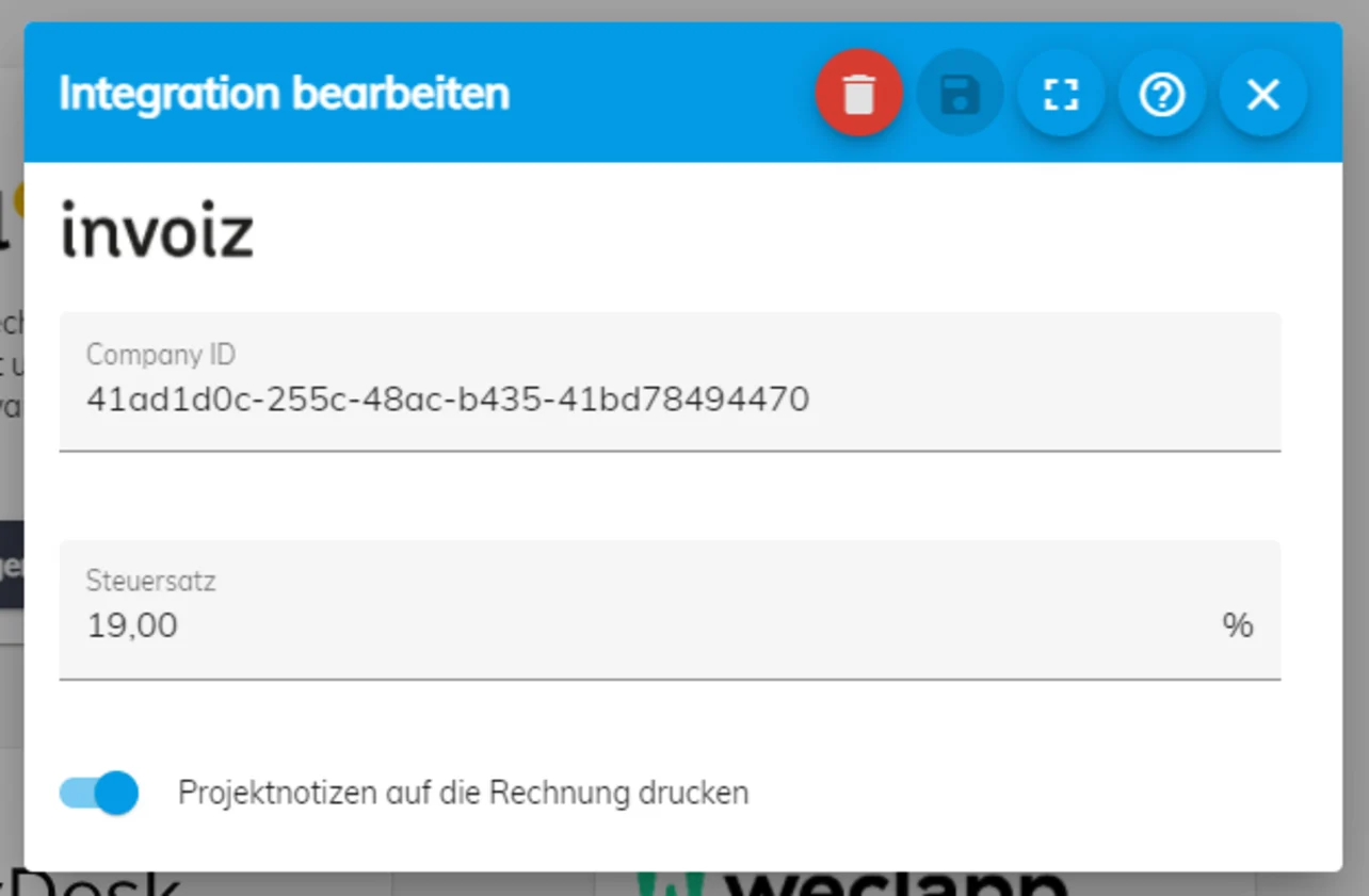 invoiz Verbindung