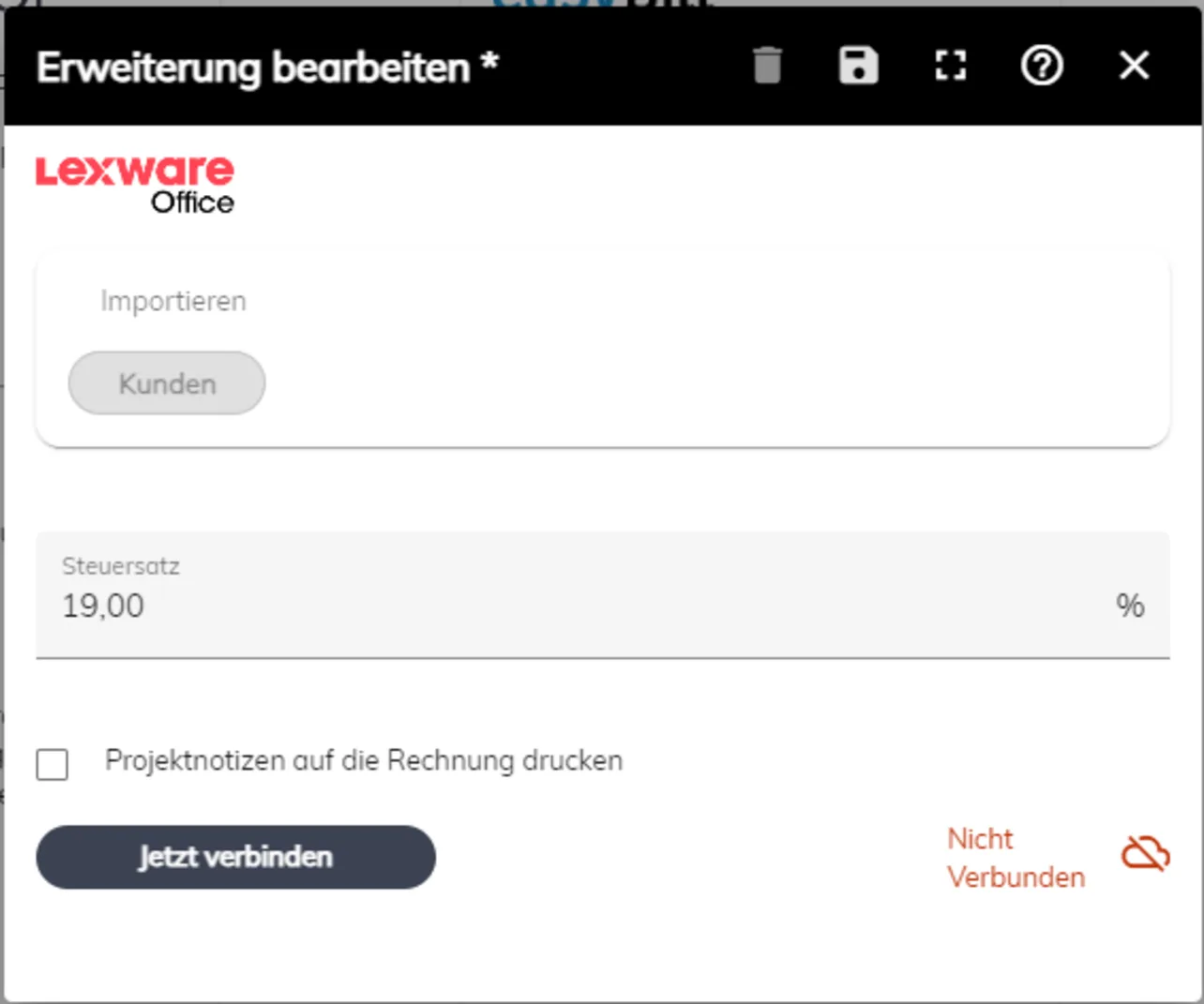 Lexware Office Verbindung