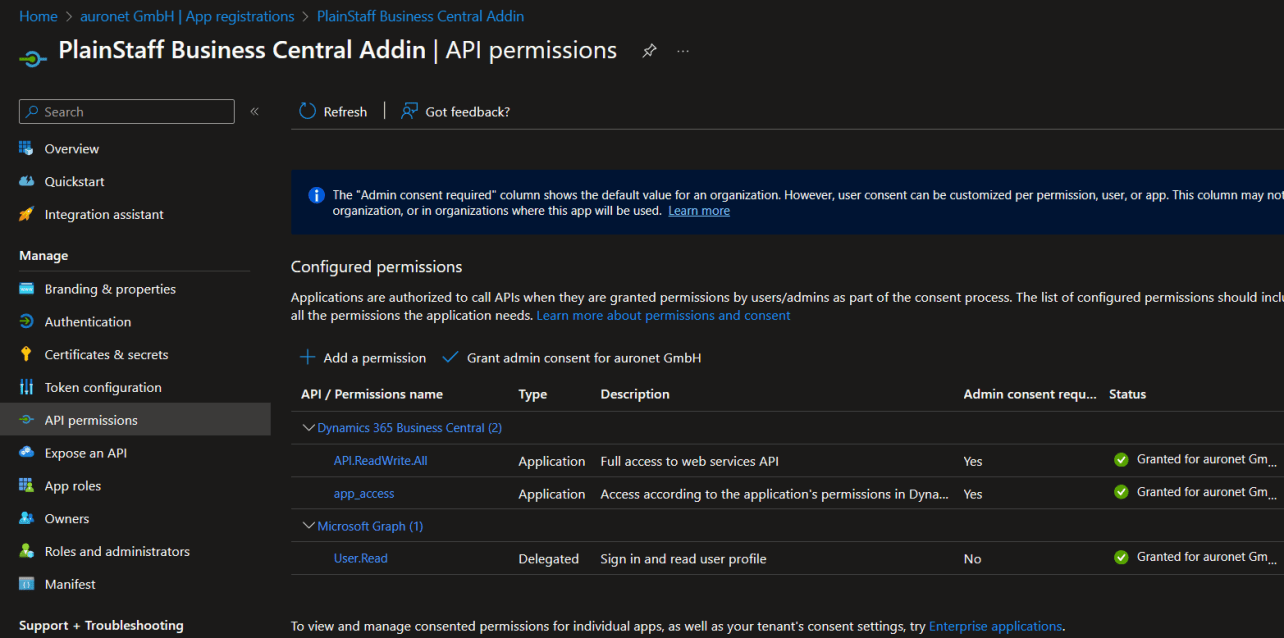 Azure Entra App Registration API Permissions