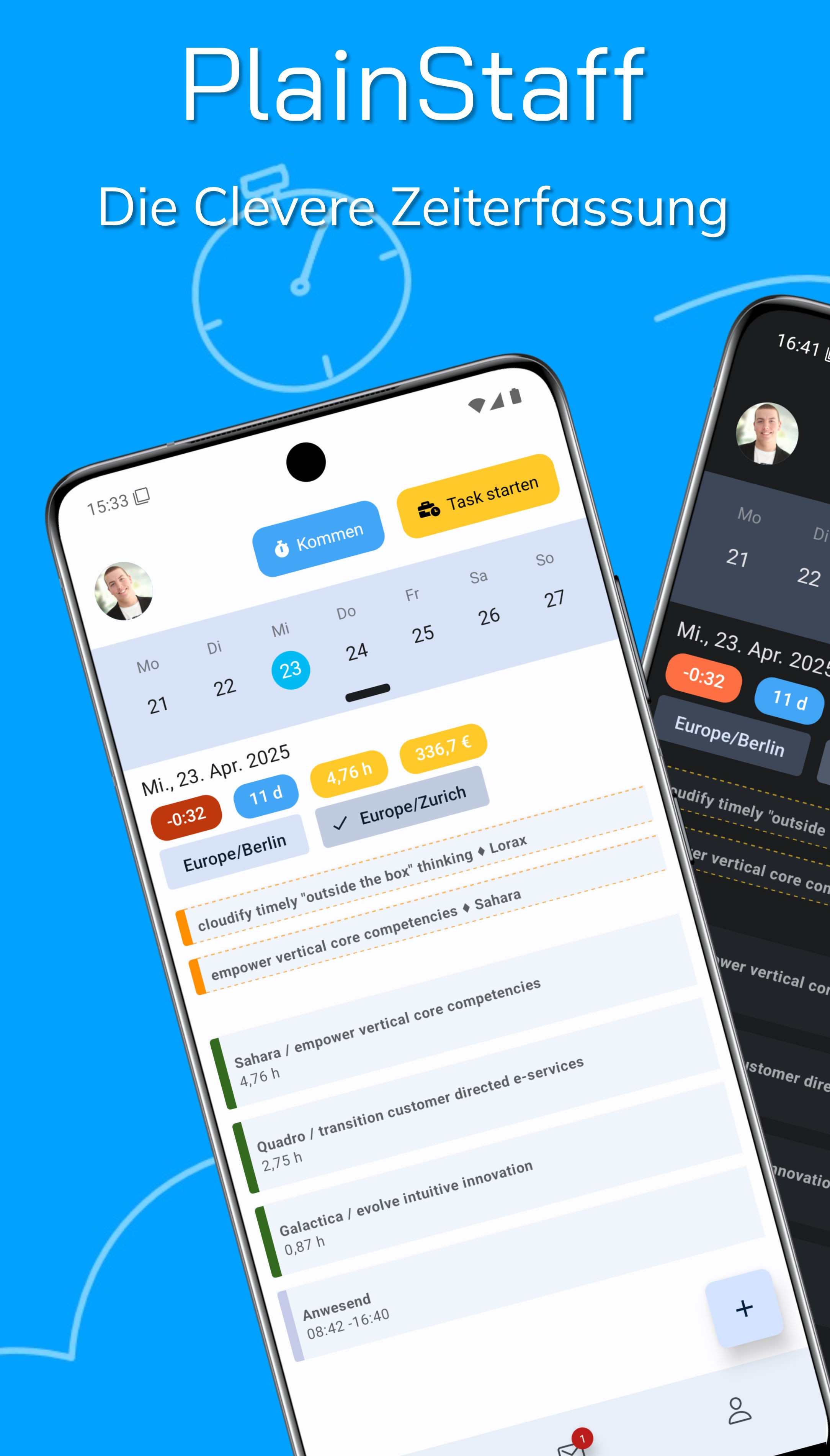 Super einfach Projektzeiterfassung mit der PlainStaff Mobile App