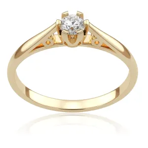 Pierścionek zaręczynowy z żółtego złota z brylantem Love Path 0,18 ct