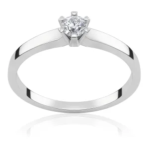 Pierścionek zaręczynowy z białego złota z brylantem Classic Six 0,18 ct