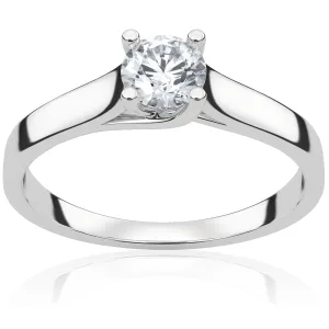Pierścionek zaręczynowy z białego złota z diamentem laboratoryjnym Spring Rose 0,40 ct