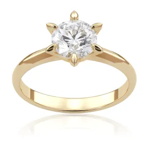 Pierścionek zaręczynowy z żółtego złota z brylantem Snowflake 1,00 ct