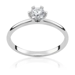 Pierścionek zaręczynowy z białego złota z brylantem Beloved Six 0,27 ct