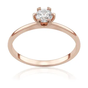 Pierścionek zaręczynowy z różowego złota z brylantem Beloved Six 0,27 ct