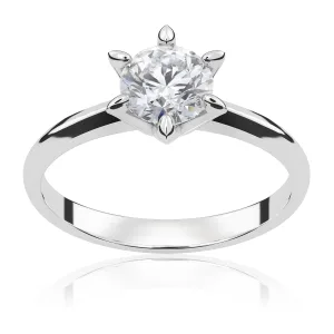 Pierścionek zaręczynowy z białego złota z brylantem Snowflake 0,70 ct