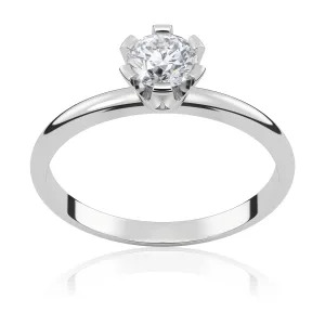 Pierścionek zaręczynowy z białego złota z diamentem laboratoryjnym Simple Love 0,40 ct